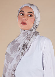 Vintage Peony Nerine Print Hijab - Final Sale