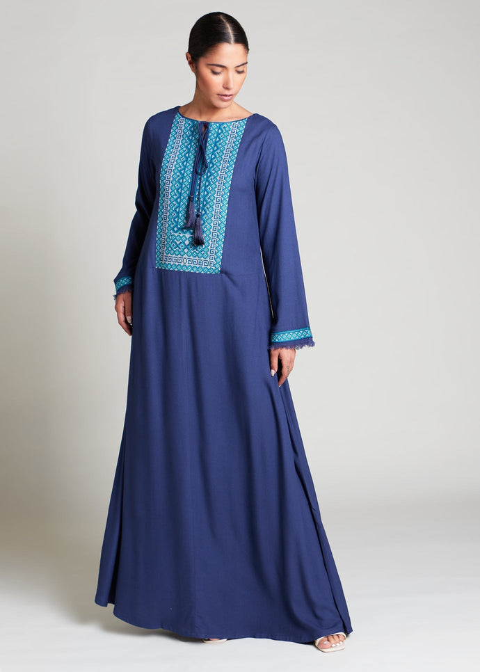 Cross Stitch Abaya Blue | Abayas | Aab Modest Wear