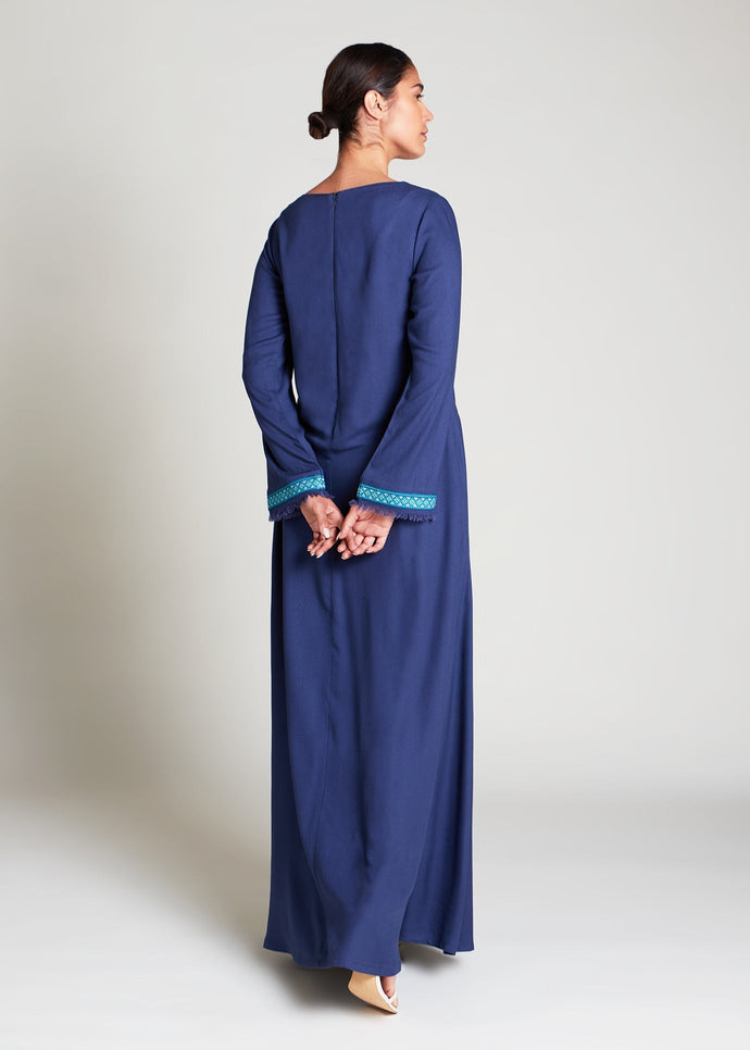 Cross Stitch Abaya Blue | Abayas | Aab Modest Wear