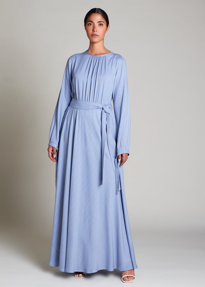 Pleat Abaya Blue | Abayas | Aab Modest Wear