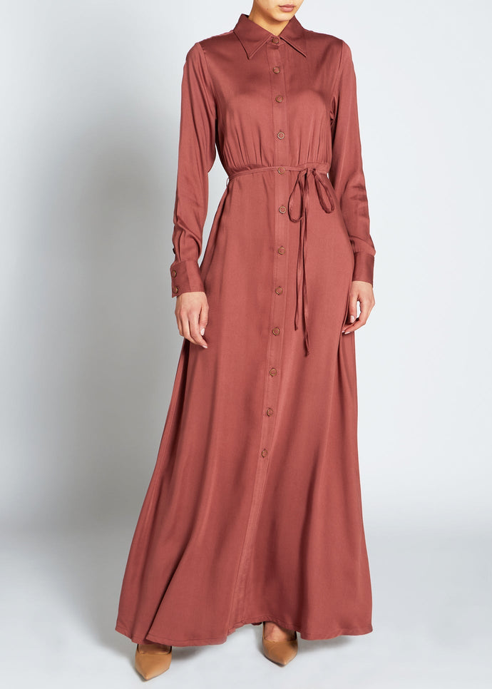 Rim Button Maxi Terracotta | Maxi Dresses | Aab Modest Wear