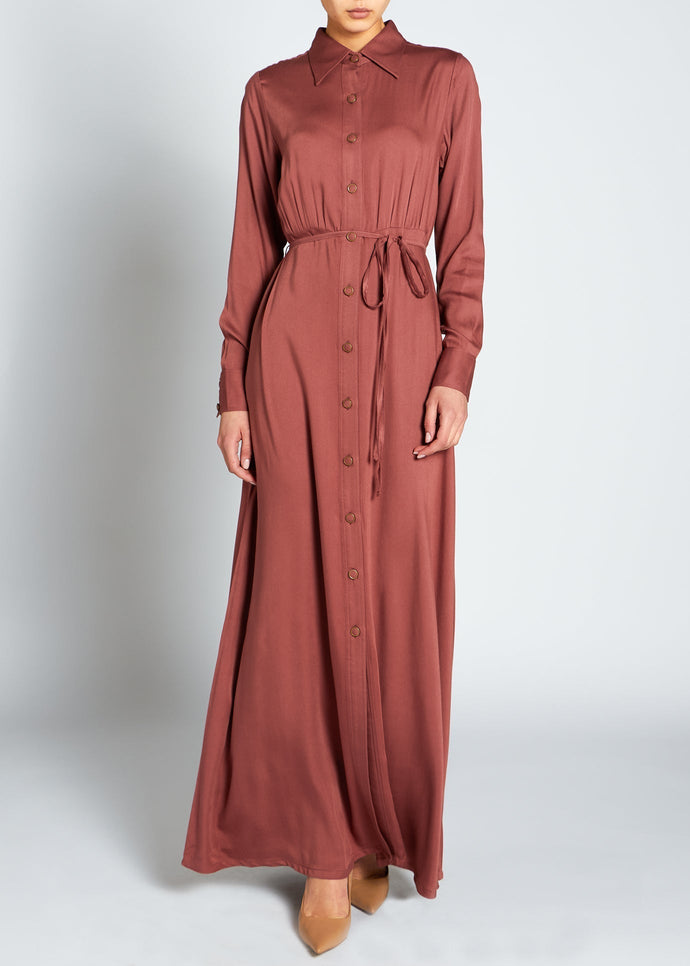 Rim Button Maxi Terracotta | Maxi Dresses | Aab Modest Wear