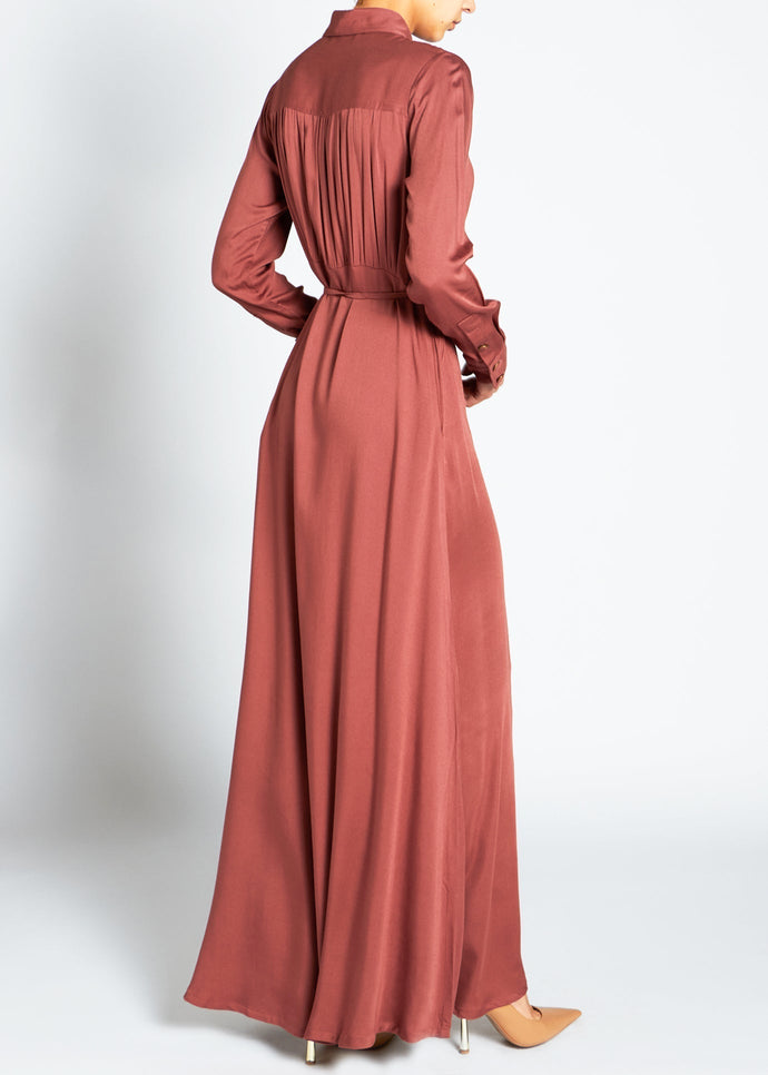 Rim Button Maxi Terracotta | Maxi Dresses | Aab Modest Wear