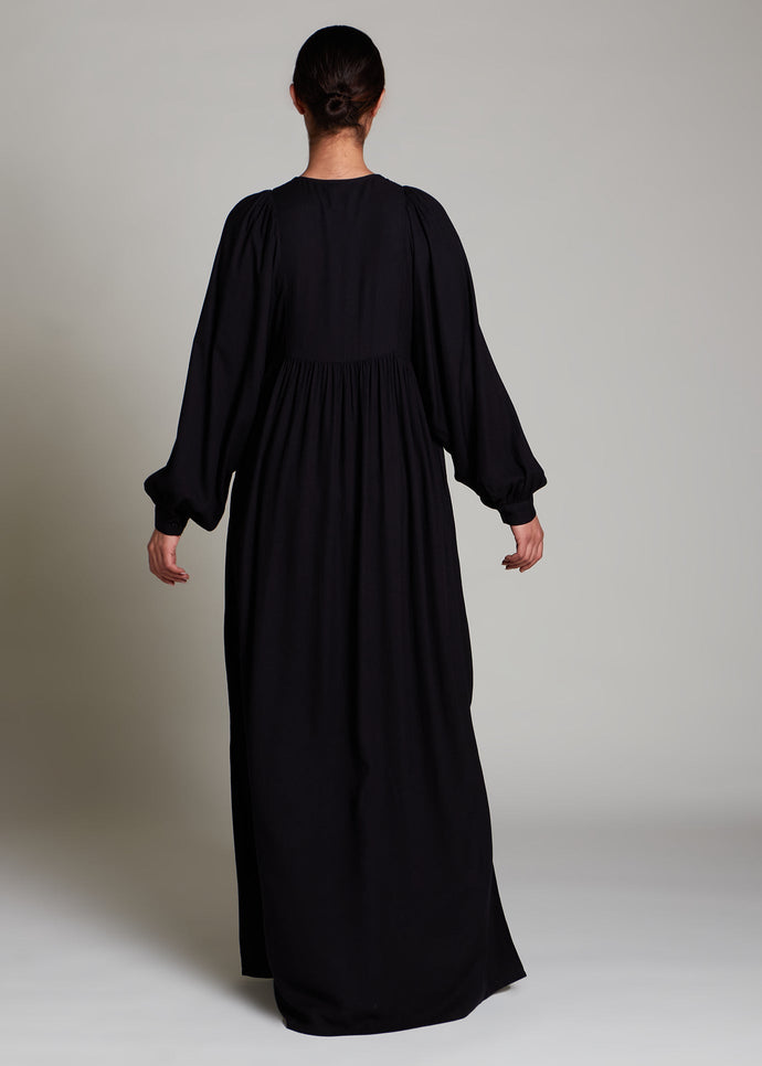 Satin & Pleat Abaya Black | Abayas | Aab Modest Wear