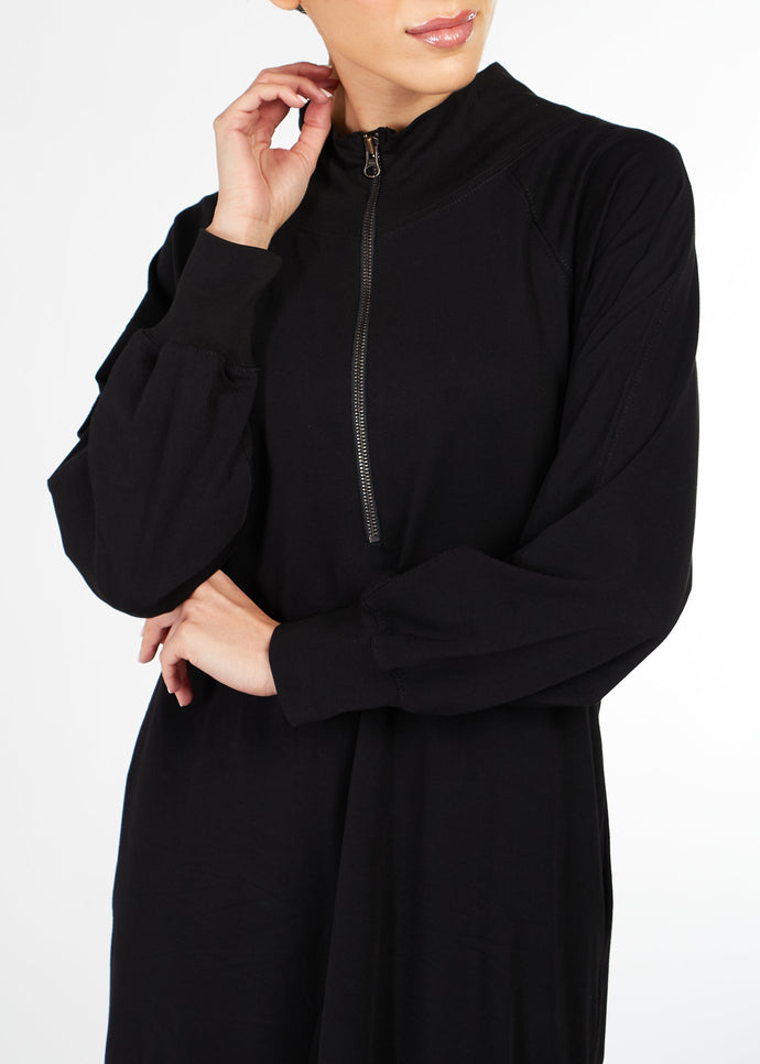 Zip Neck Abaya Black | Modest Abayas | Aab Modest Wear