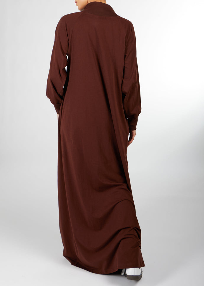 Zip Neck Abaya Dark Brown | Modest Abayas | Aab Modest Wear