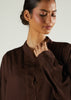 Contrast Stitch Abaya Brown