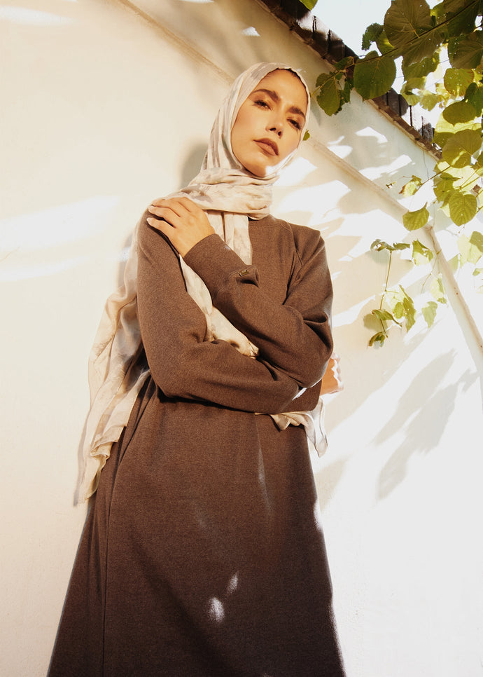 High Neck Ribbed Midi Charcoal