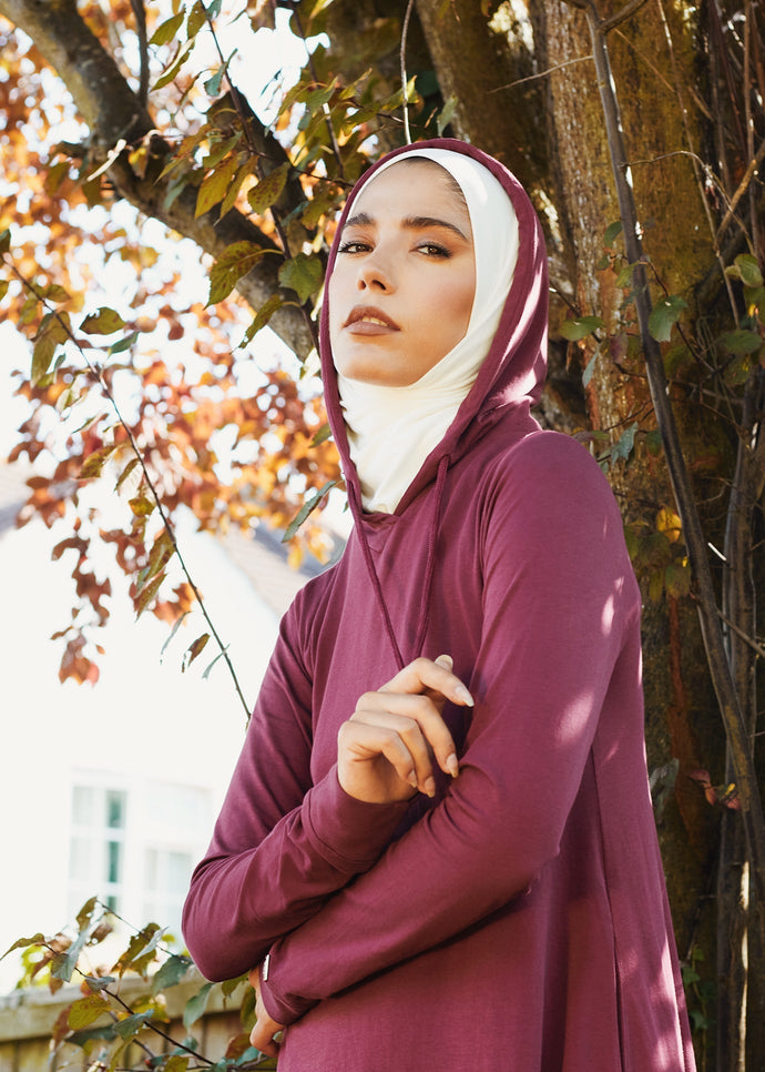 Hoody Abaya Burgundy