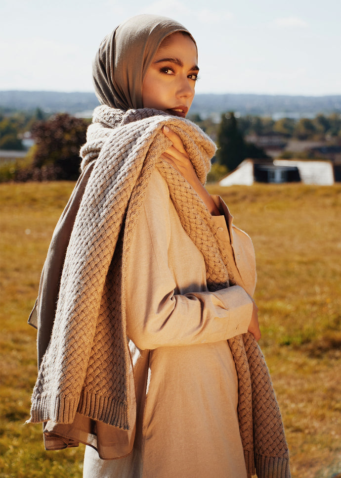 Waist Pleat Cotton Maxi Beige