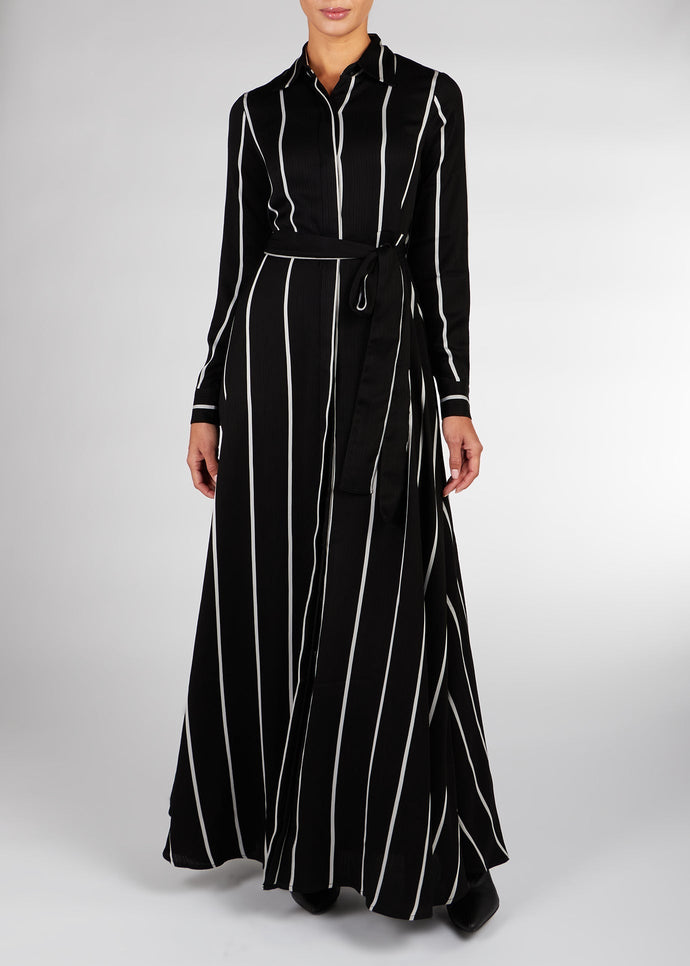 Black Stripe Maxi Dress | Modest Maxi Dress | Aab Modest Wear