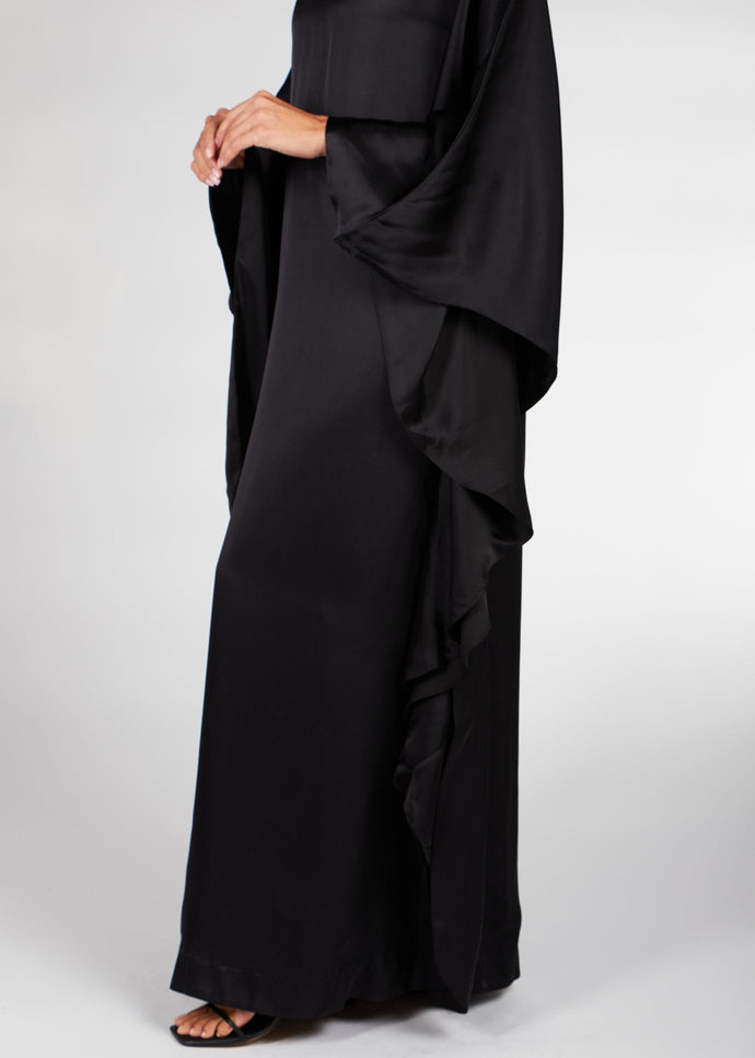 Floaty Kaftan Black Satin | Modest Abayas | Aab Modest Wear