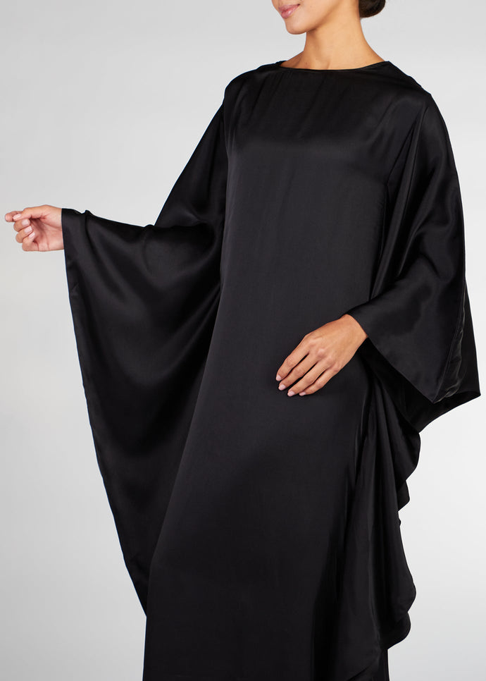 Floaty Kaftan Black Satin | Modest Abayas | Aab Modest Wear