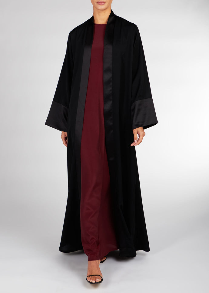 Loose Fit Kimono Black Satin