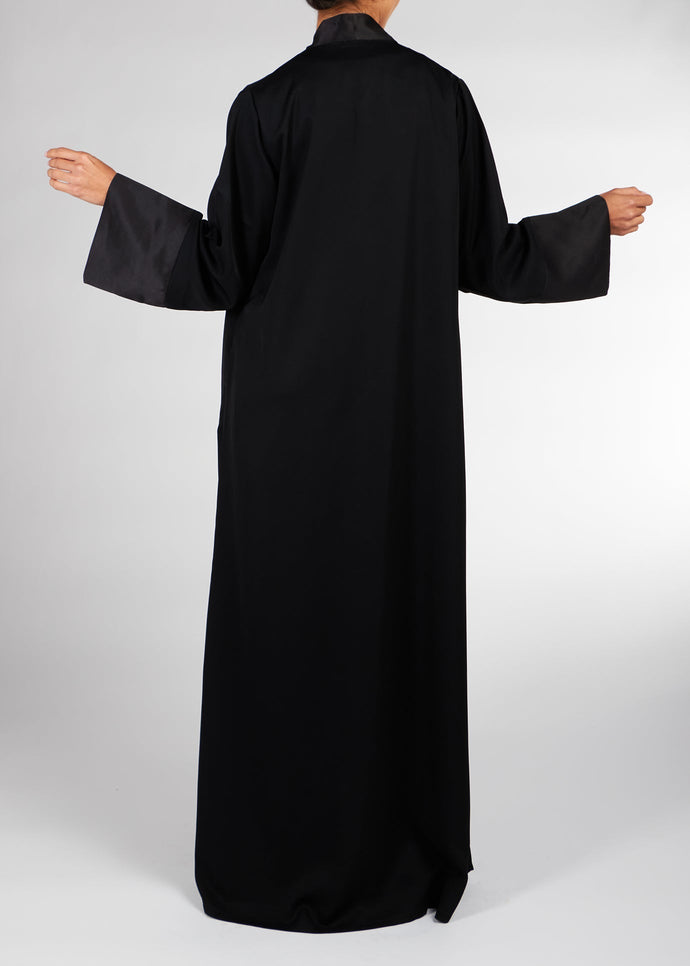 Loose Fit Kimono Black Satin