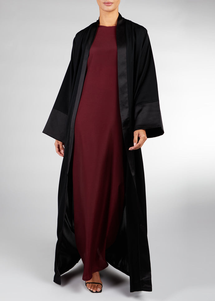 Loose Fit Kimono Black Satin
