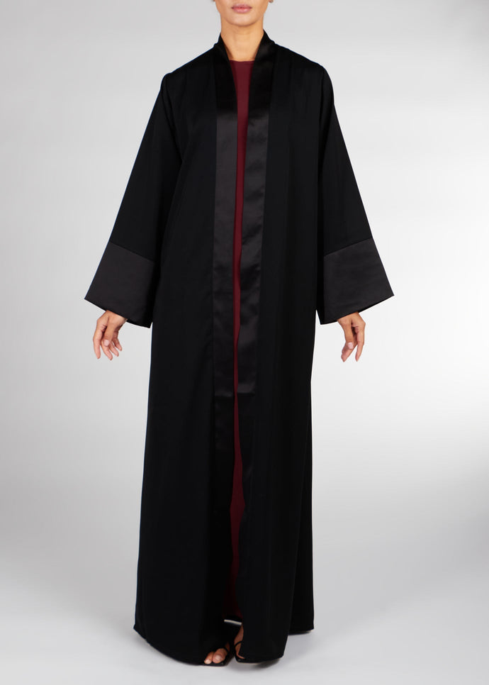 Loose Fit Kimono Black Satin