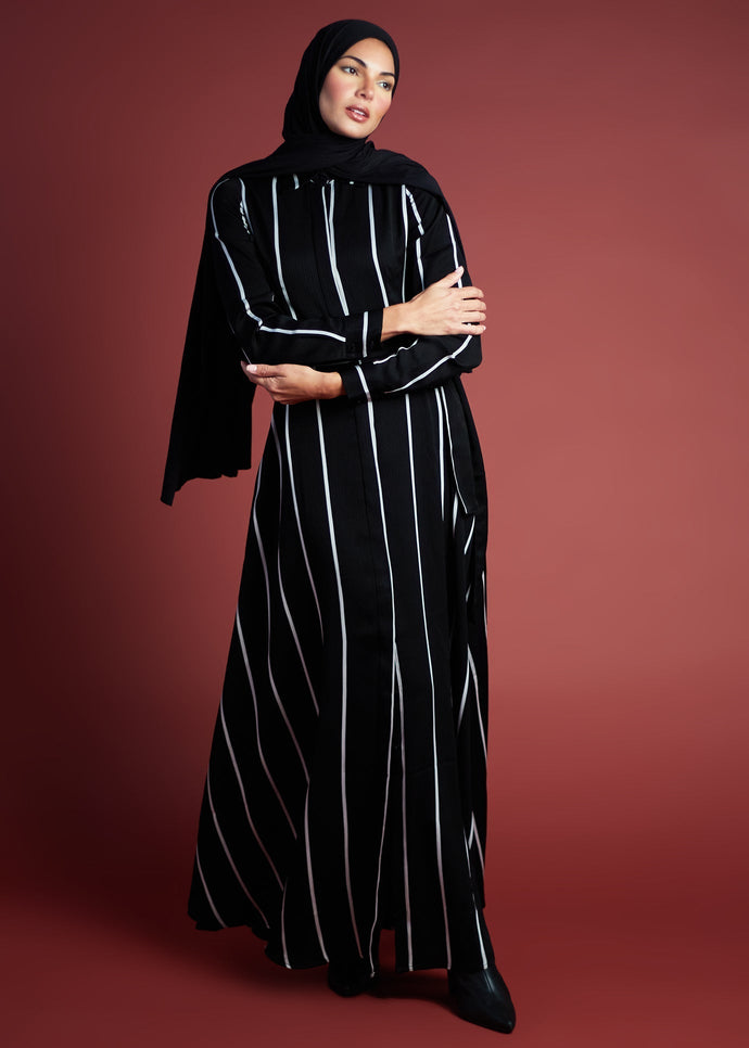 Black Stripe Maxi Dress | Modest Maxi Dress | Aab Modest Wear