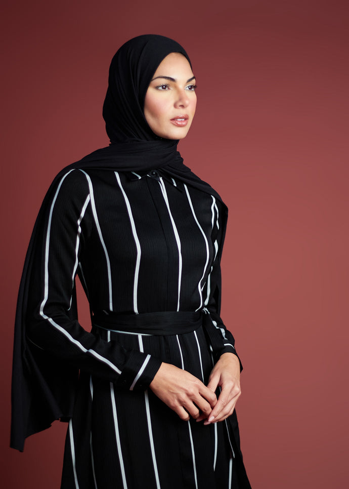 Black Stripe Maxi Dress | Modest Maxi Dress | Aab Modest Wear