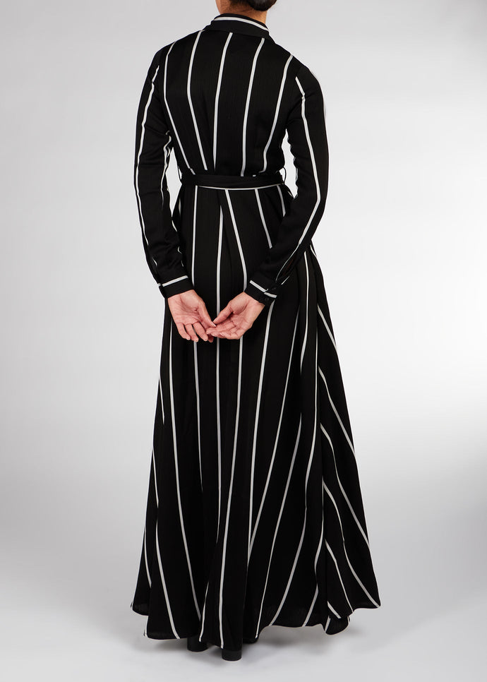 Black Stripe Maxi Dress | Modest Maxi Dress | Aab Modest Wear
