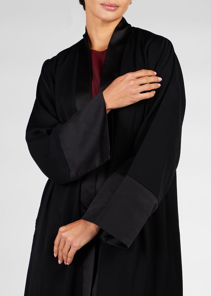 Loose Fit Kimono Black Satin
