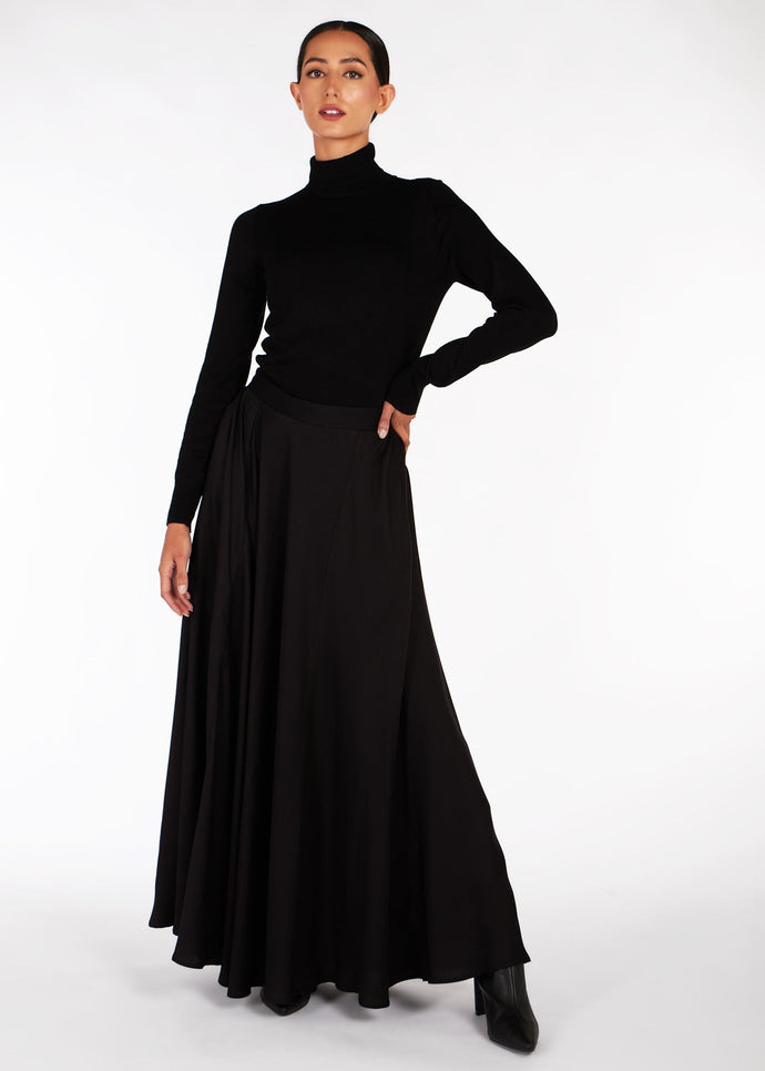 Twill Maxi Skirt Black