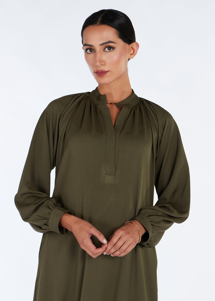 Neat Pleats Abaya Green | Modest Abayas | Aab Modest Wear