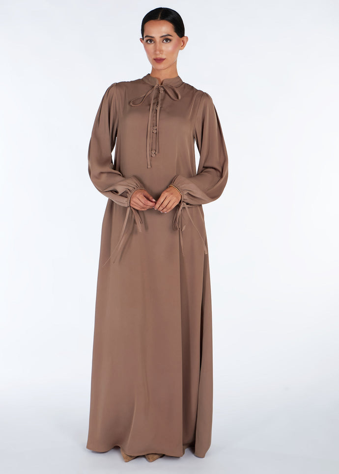 Slim Tie Abaya Beige | Modest Abayas | Aab Modest Wear