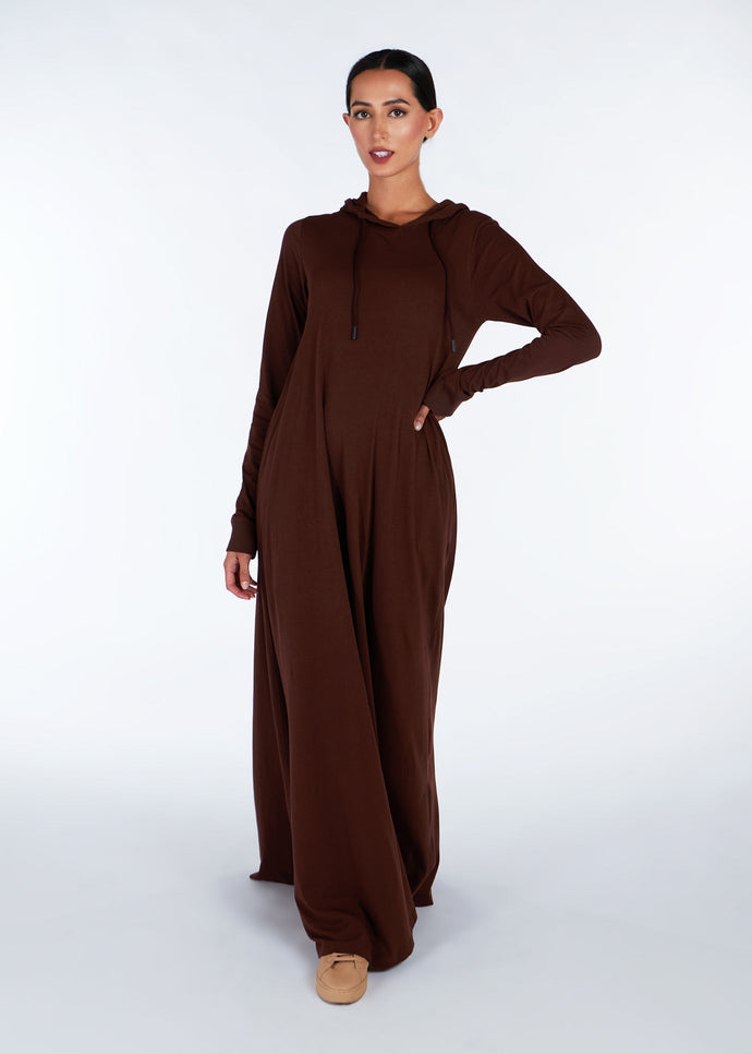 Hoody Abaya Dark Brown