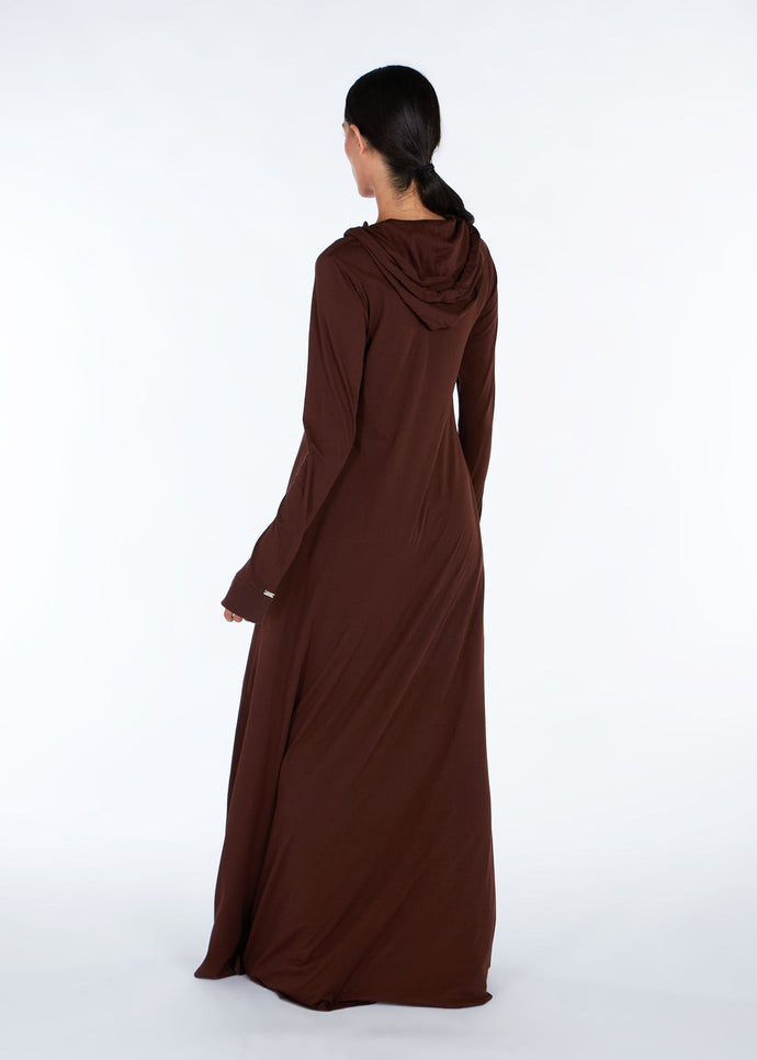 Hoody Abaya Dark Brown