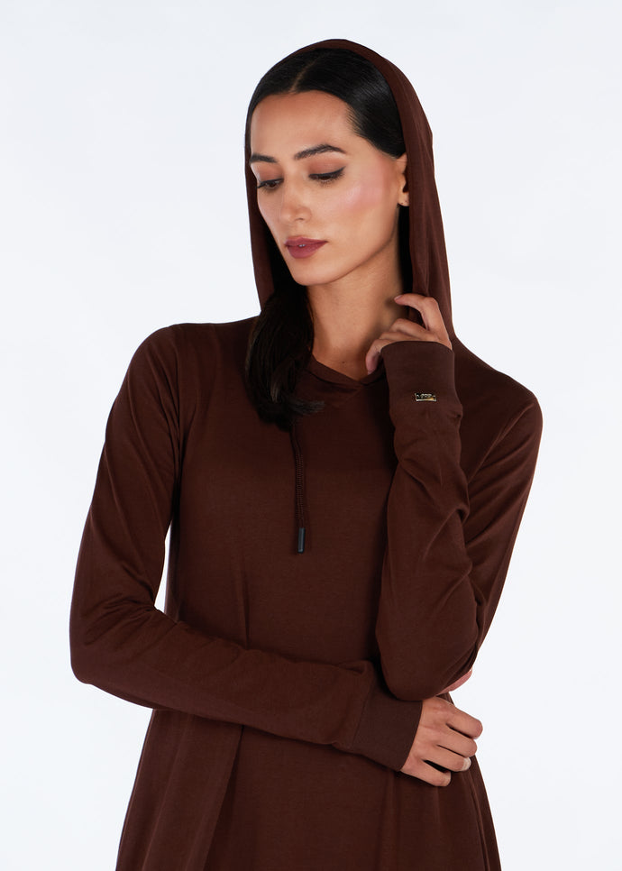 Hoody Abaya Dark Brown