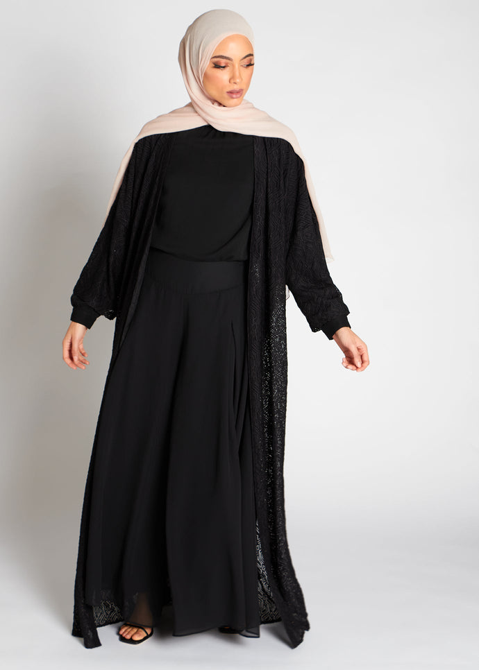 Black Lattice Kimono | Kimonos | Aab Modest Wear