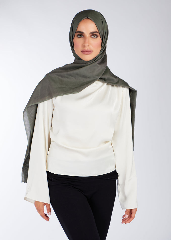 Cotton & Silk Hijab Dark Green