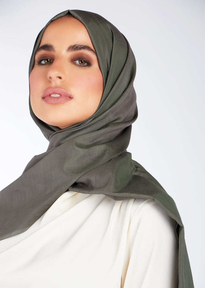 Cotton & Silk Hijab Dark Green
