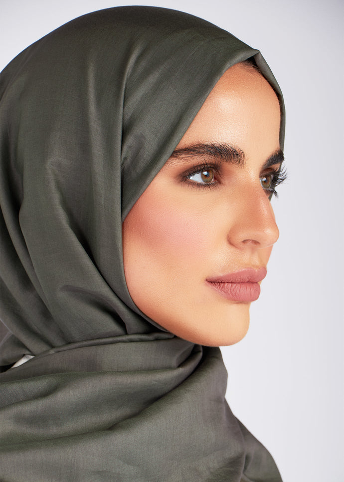 Cotton & Silk Hijab Dark Green