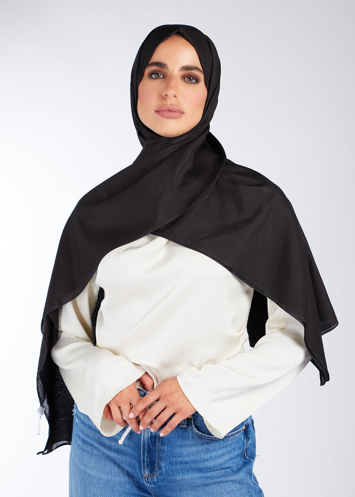 Cotton & Silk Hijab Black