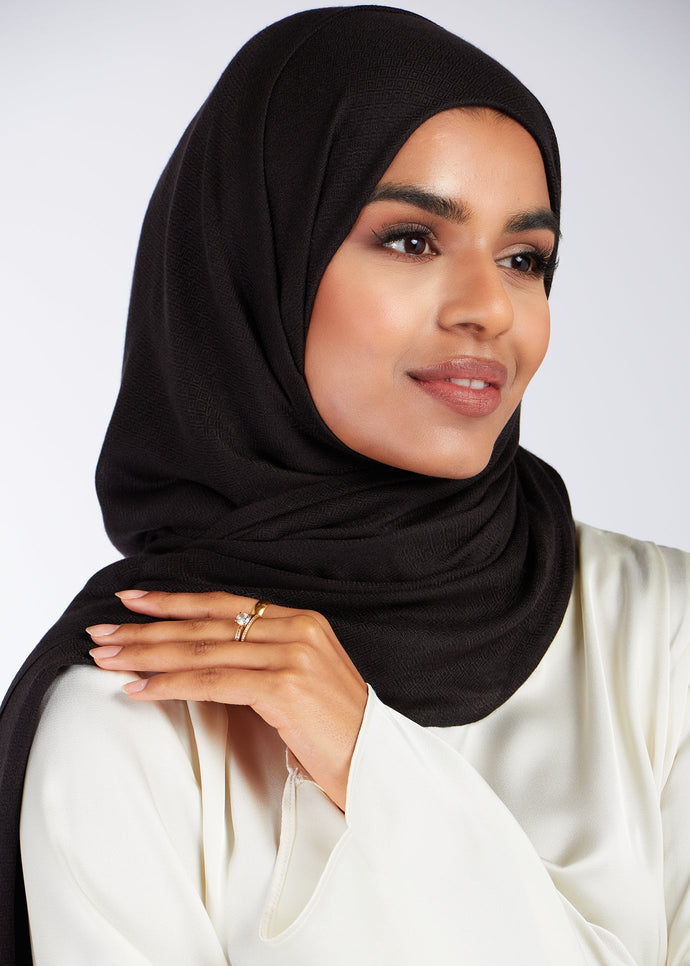 Diamond Weave Hijab Black
