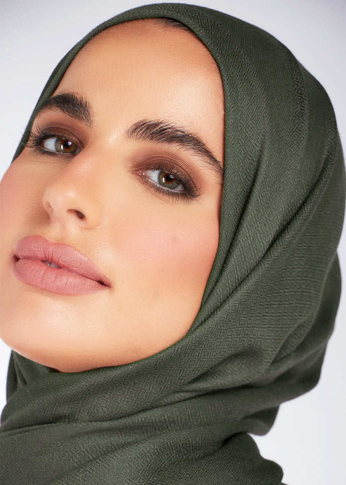 Diamond Weave Hijab Green Ivy