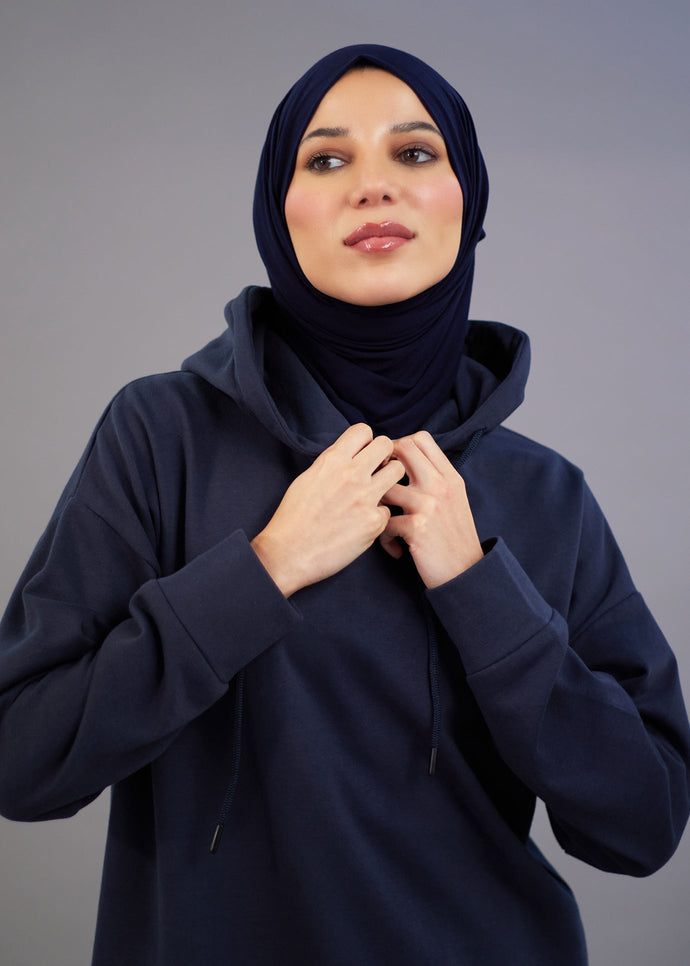 Cozy Fleece Hoody Navy | Coats & Cover Ups | Aab Modest Wear