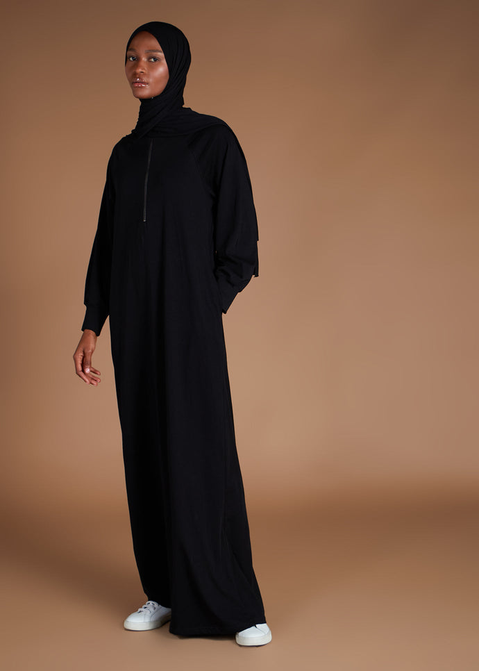 Zip Neck Abaya Black | Modest Abayas | Aab Modest Wear