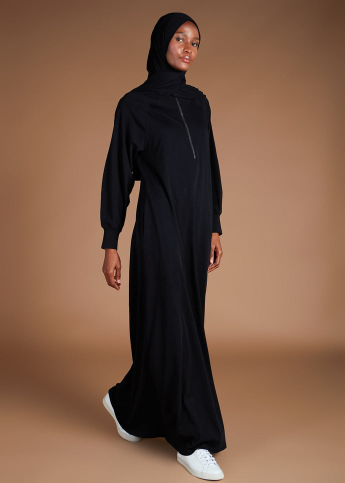 Zip Neck Abaya Black | Modest Abayas | Aab Modest Wear