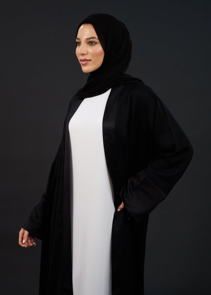 Loose Fit Kimono Black Satin