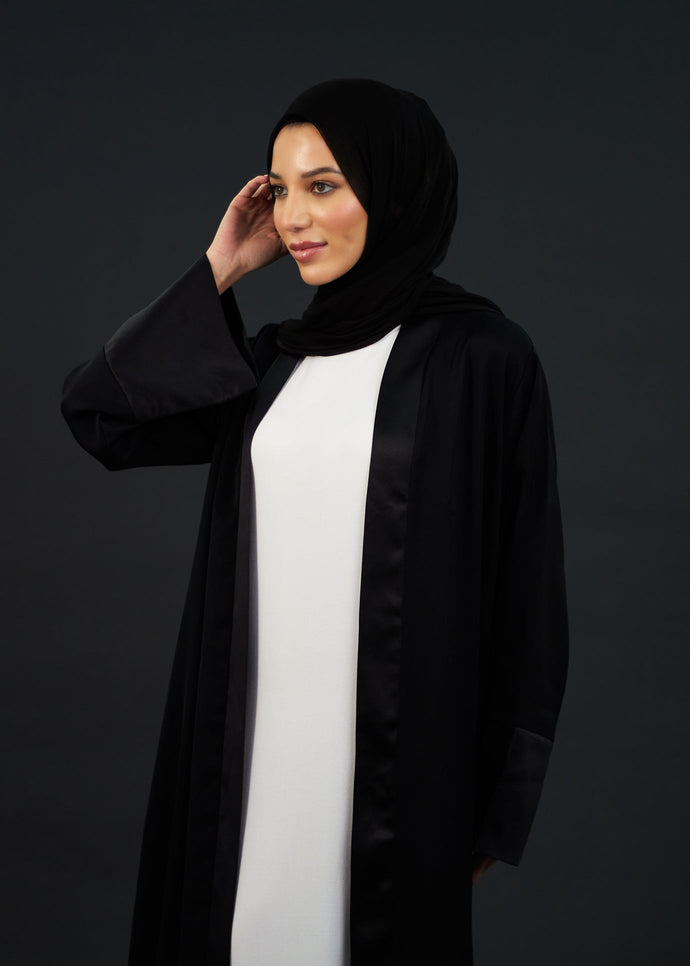 Loose Fit Kimono Black Satin