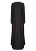 Black colour. Cut in 100% cotton jersey with a fitted bodice & voluminous drop. Styling details include a round neckline with subtle pleats. Features button fastenings on the back & sleeve cuffs. 