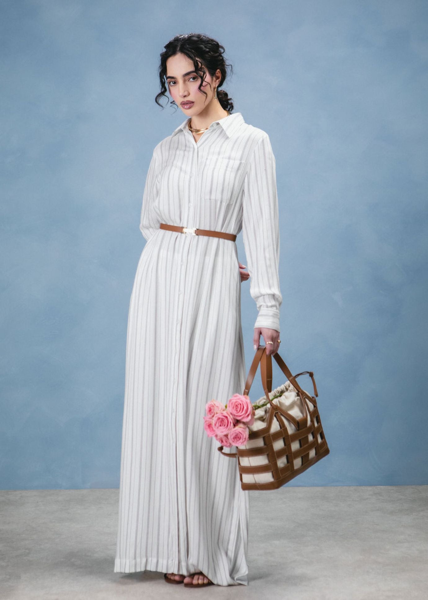 Long Cotton Shirt Dress