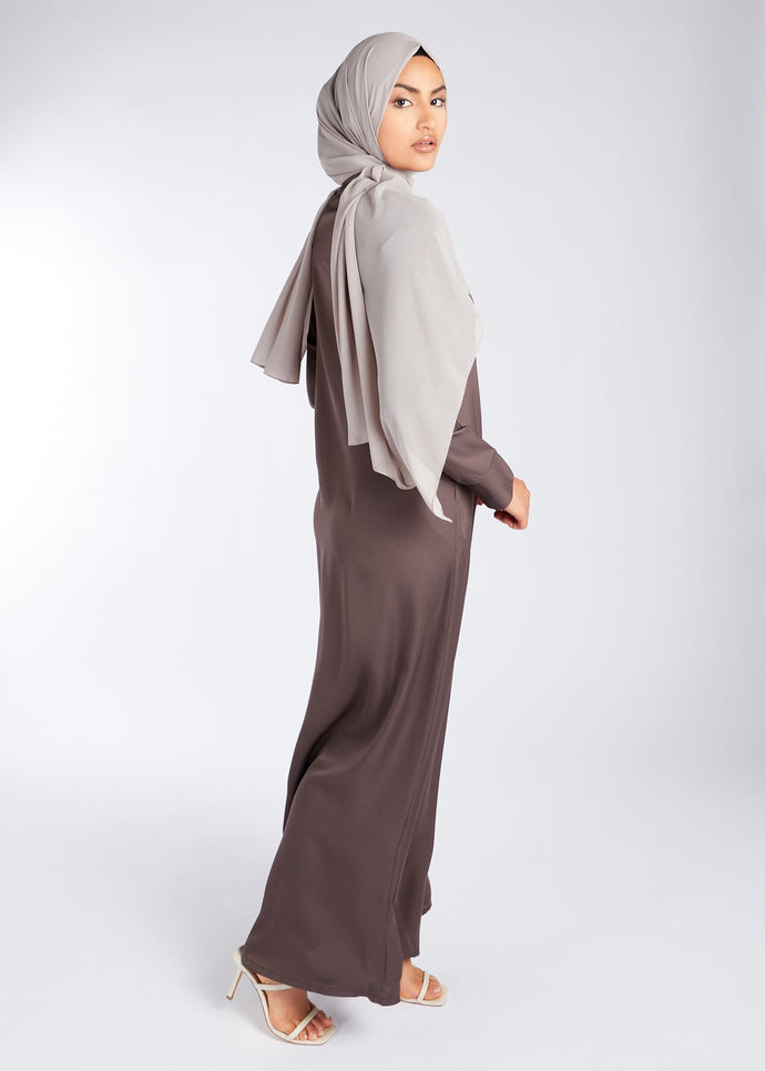 Soft Silk Feel Abaya Taupe | Abayas | Aab Modest Wear