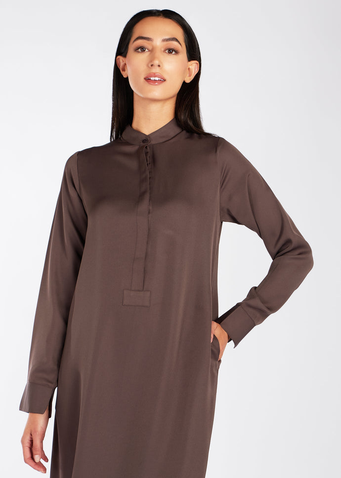 Soft Silk Feel Abaya Taupe | Abayas | Aab Modest Wear
