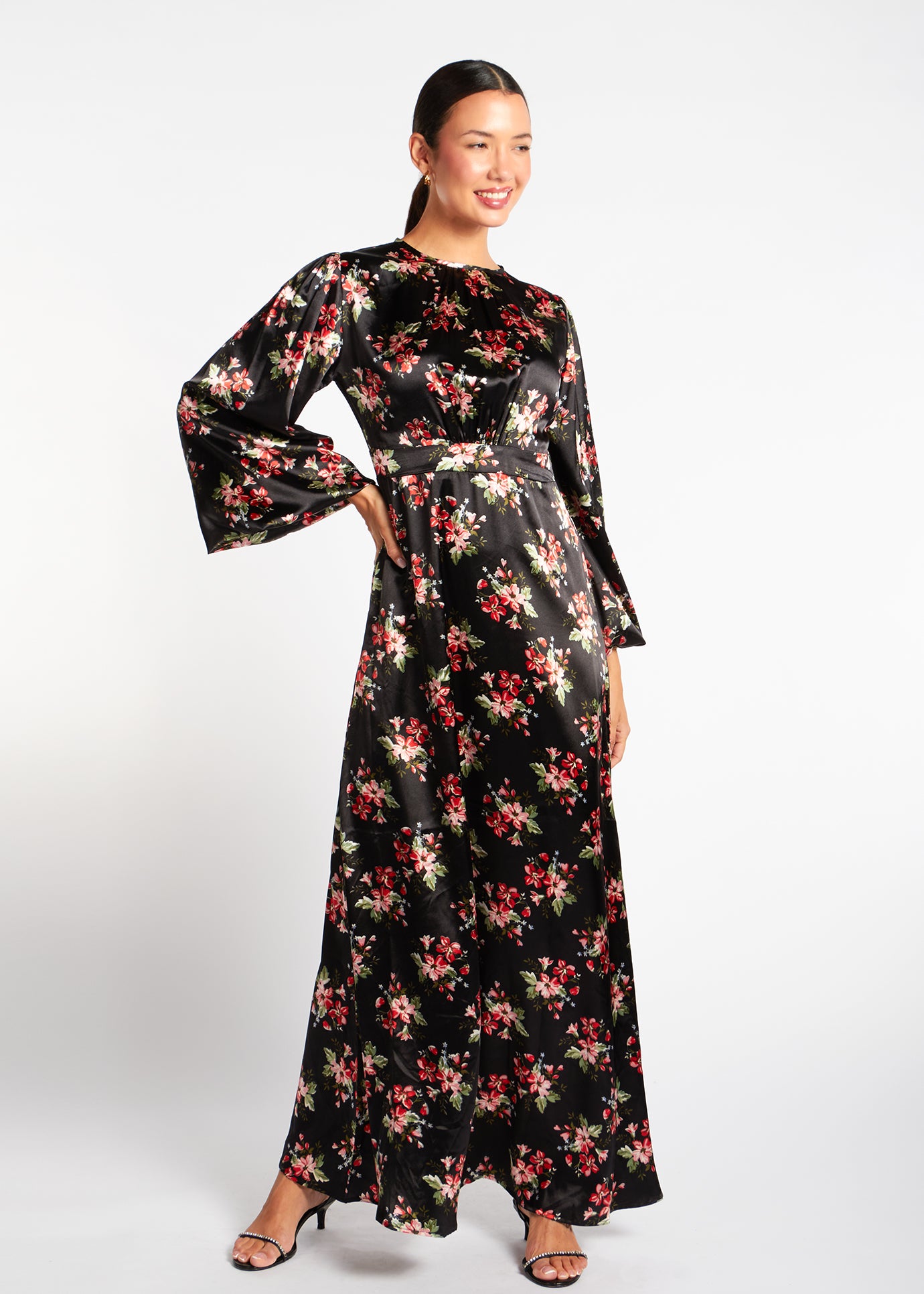 Soft Satin Floral Maxi | Modest Maxi Dresses | Aab Modest Wear Soft Satin Floral Maxi | Modest Maxi Dresses | Aab Modest Wear