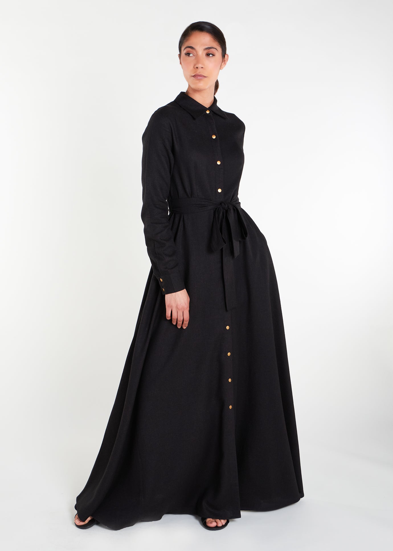 Gold Button Maxi Dress | Modest Maxi Dress | Aab Modest Wear Gold Button Maxi Dress | Modest Maxi Dress | Aab Modest Wear