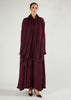 Two Piece Open Abaya With Slip Berry